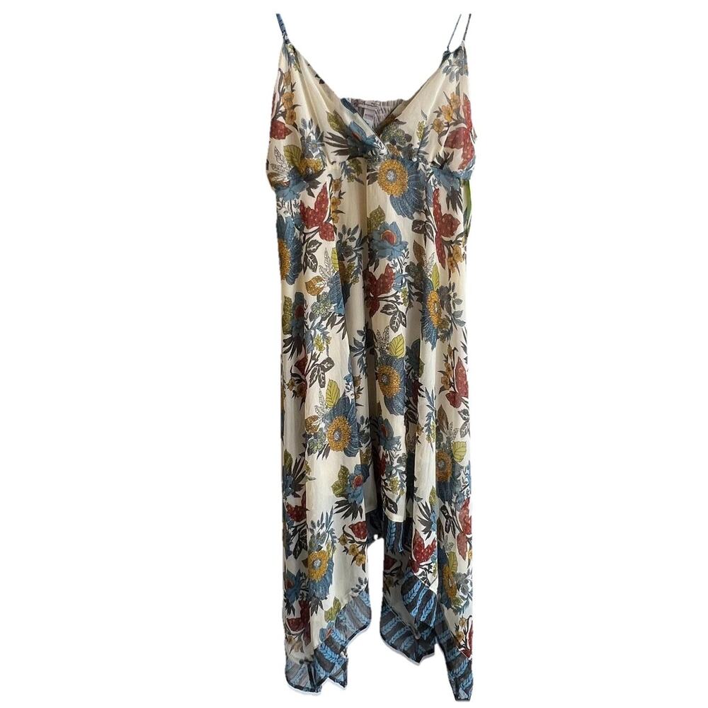 Vintage Dress Womens Medium Y2K Beachy Flowy Floral Asymmetrical Boho Sexy